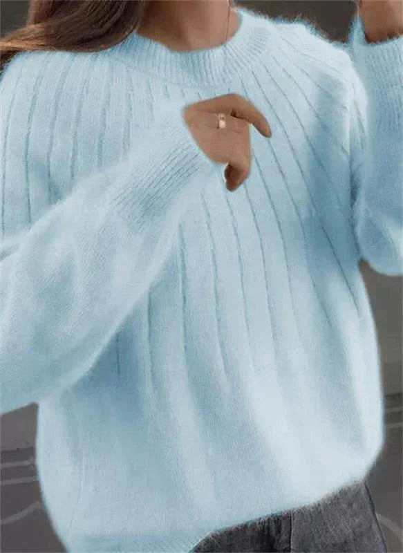 Women's Long-Sleeve Textured Wool-Knit Sweater
