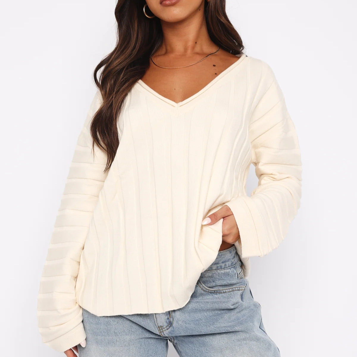 Women's Long-Sleeve V-Neck Sweater