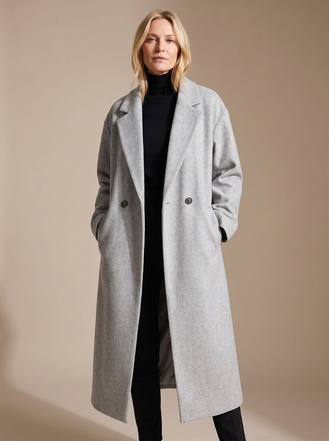 Women's Long Tailored Double-Breasted Winter Coat