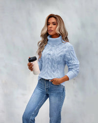 Women's Longline Cable-Knit Turtleneck Sweater