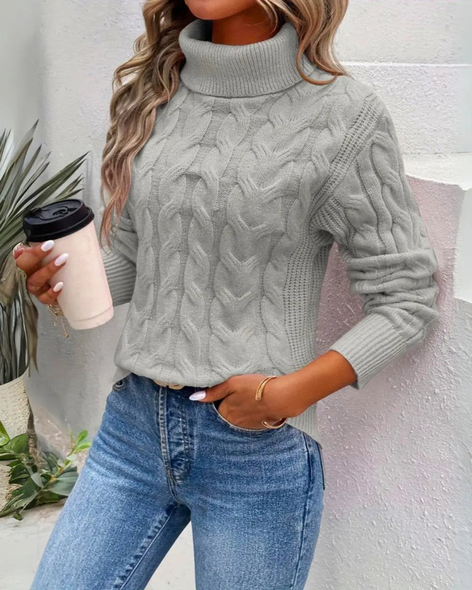 Women's Longline Cable-Knit Turtleneck Sweater