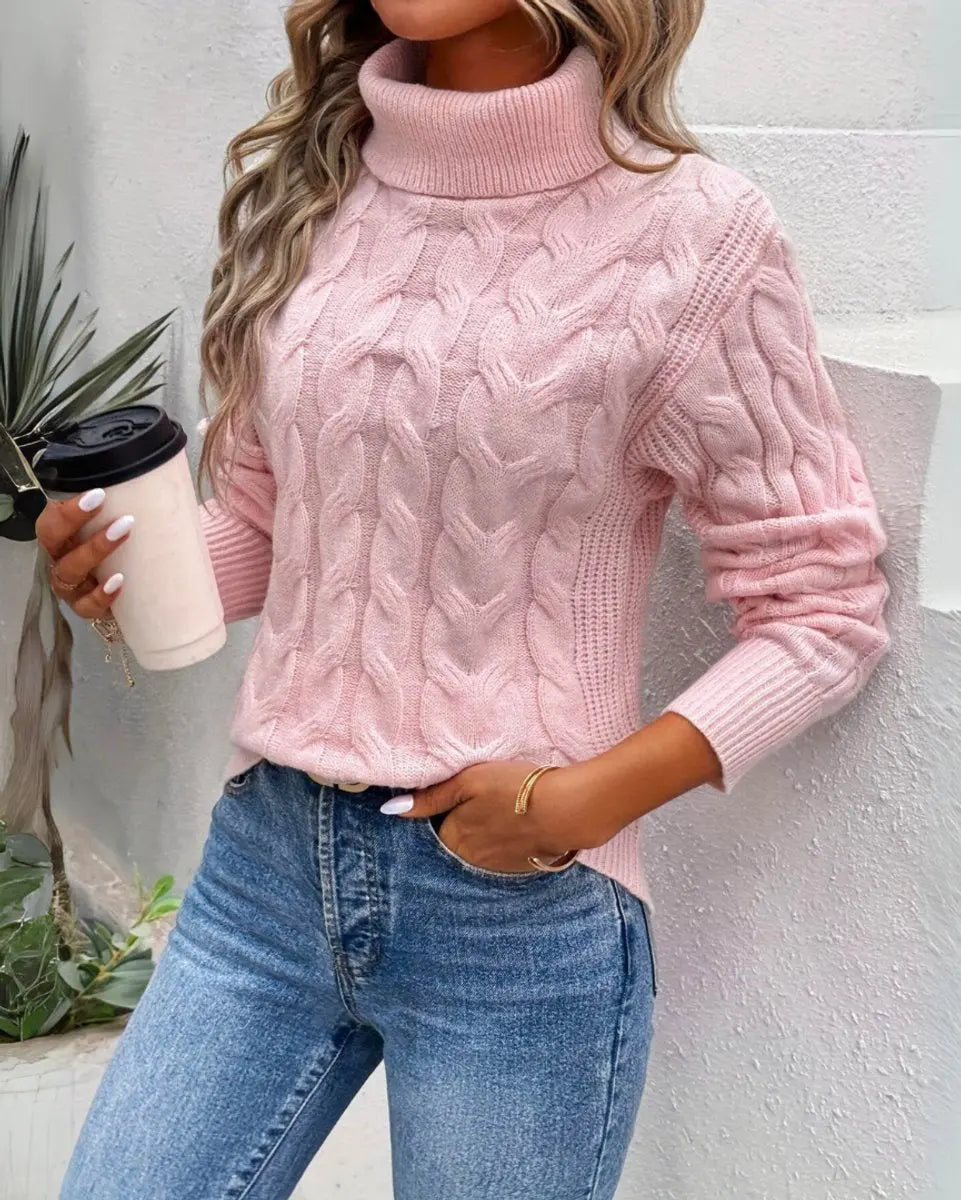 Women's Longline Cable-Knit Turtleneck Sweater