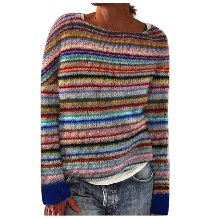 Women's Loose Fit Crew Neck Knit Sweater