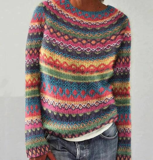 Women's Loose Fit Crew Neck Knit Sweater