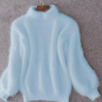Women's Loose-Knit Fluffy Turtleneck Sweater
