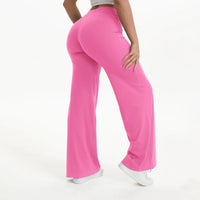 Women's Mid-Waist Straight-Leg Yoga Pants - Soft Gym & Pilates Trousers in Nylon-Elastane Blend