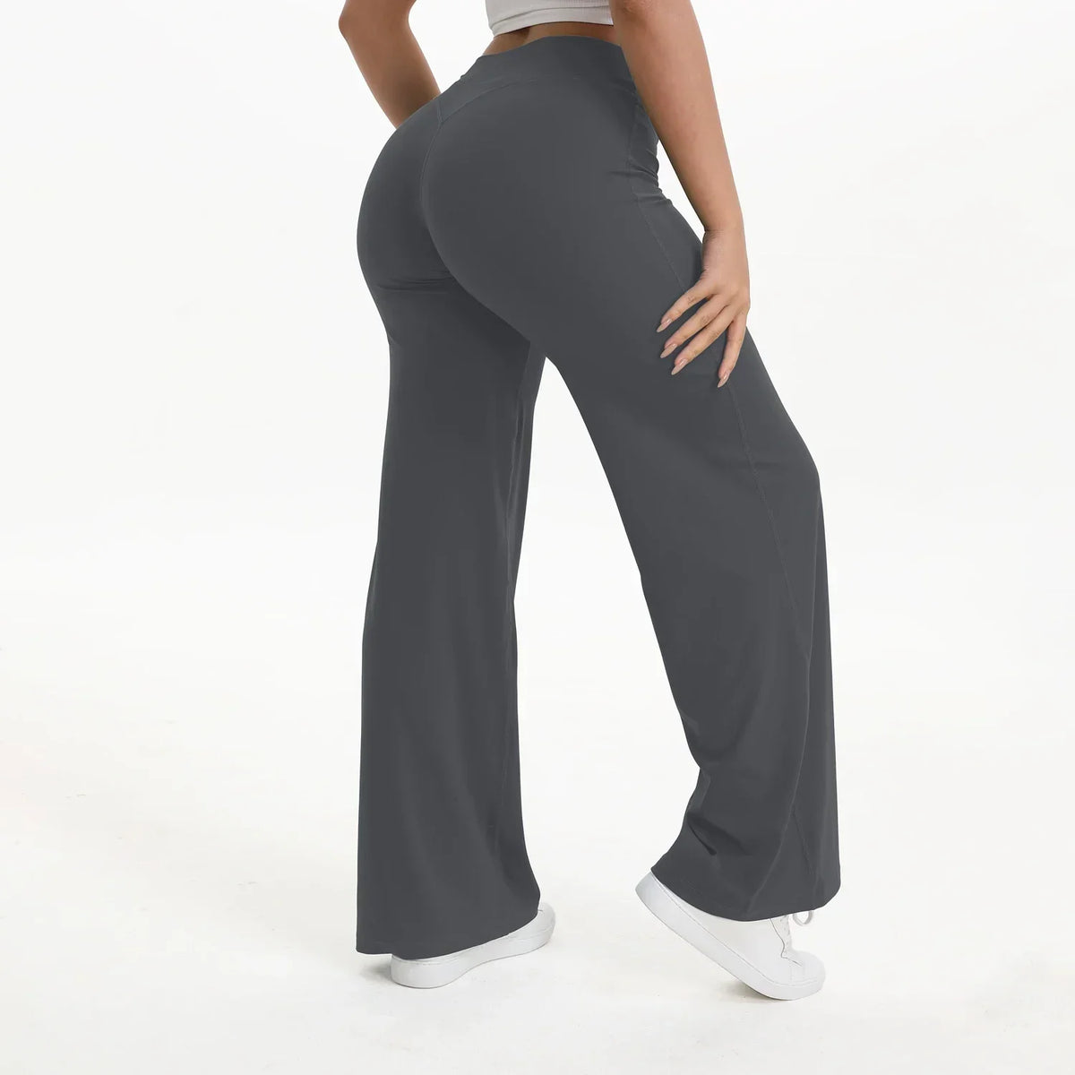 Women's Mid-Waist Straight-Leg Yoga Pants - Soft Gym & Pilates Trousers in Nylon-Elastane Blend