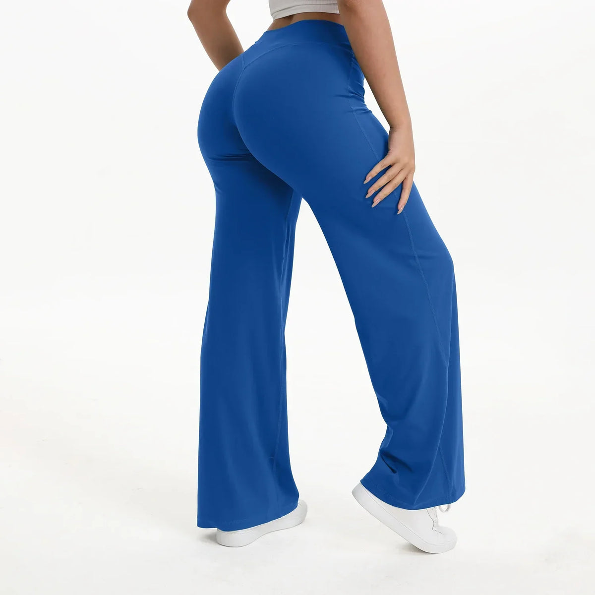 Women's Mid-Waist Straight-Leg Yoga Pants - Soft Gym & Pilates Trousers in Nylon-Elastane Blend