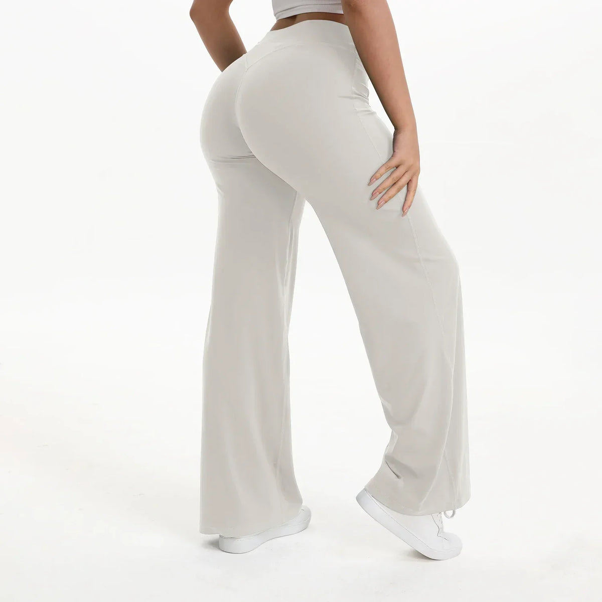 Women's Mid-Waist Straight-Leg Yoga Pants - Soft Gym & Pilates Trousers in Nylon-Elastane Blend