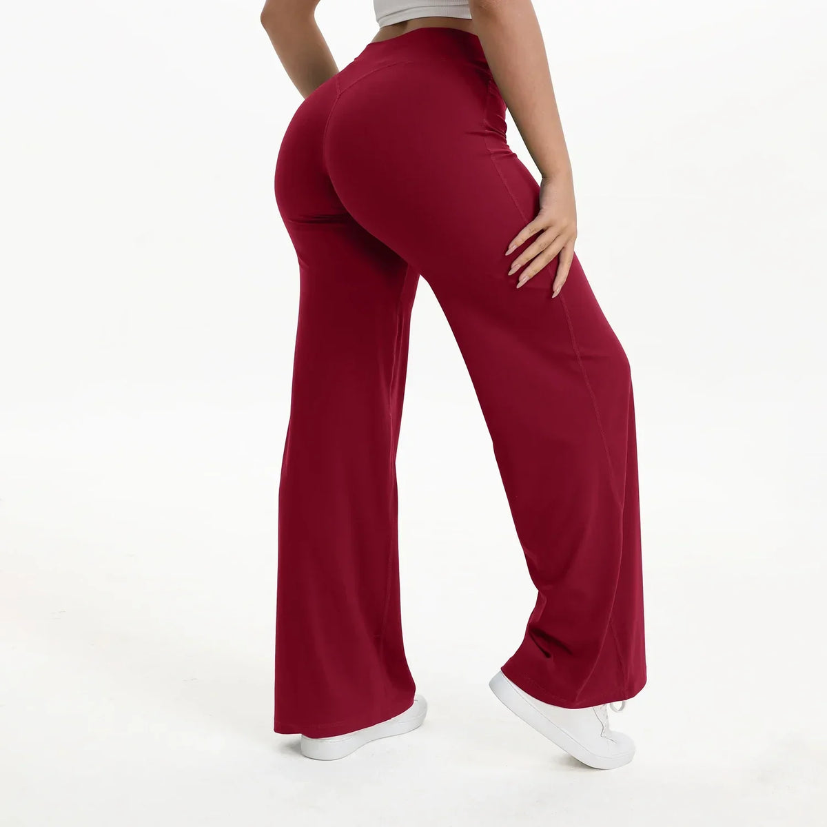 Women's Mid-Waist Straight-Leg Yoga Pants - Soft Gym & Pilates Trousers in Nylon-Elastane Blend
