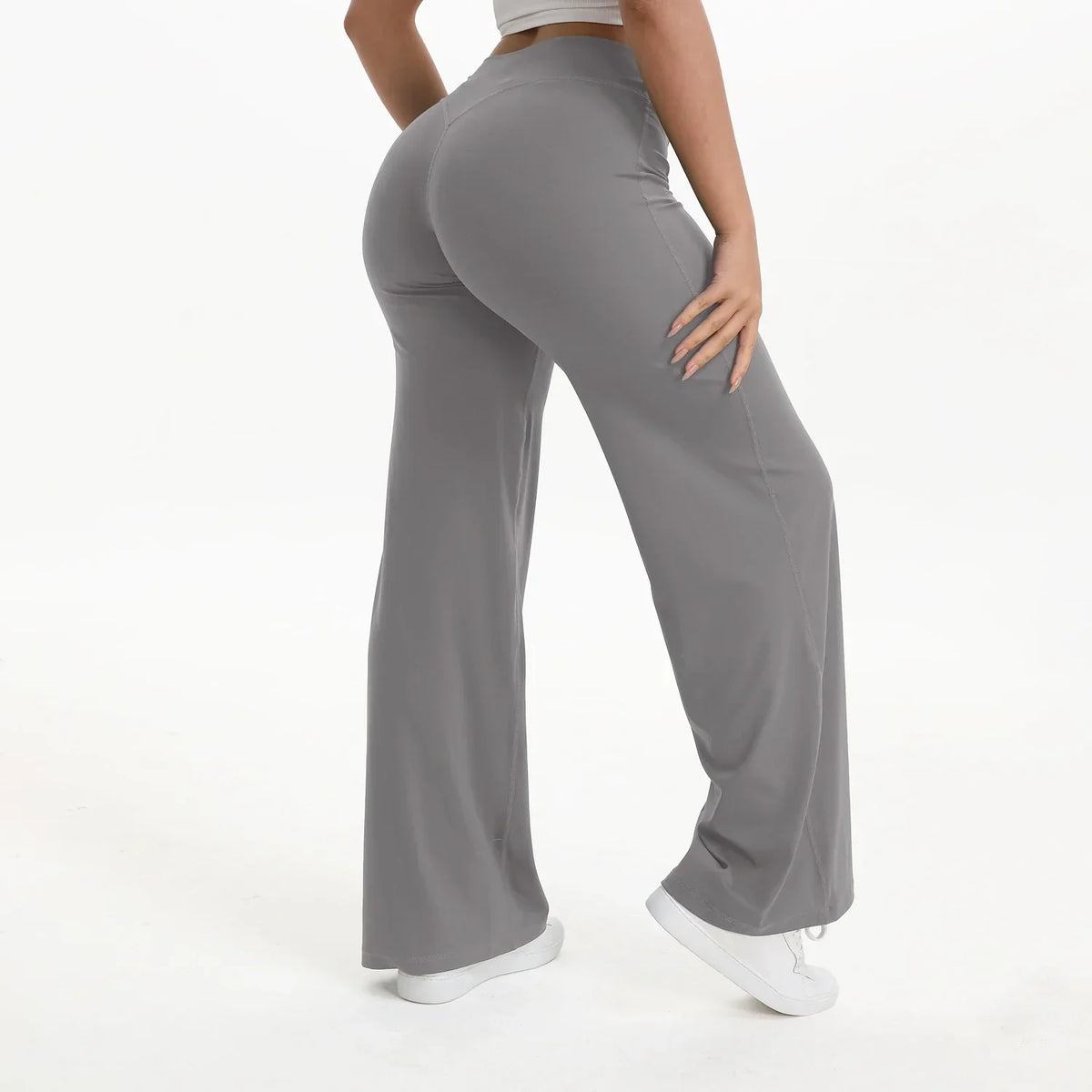 Women's Mid-Waist Straight-Leg Yoga Pants - Soft Gym & Pilates Trousers in Nylon-Elastane Blend