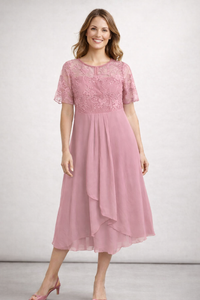 Robe midi élégante en dentelle pour femme