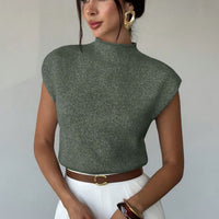 Women's Mock Neck Sleeveless Knit Sweater Vest