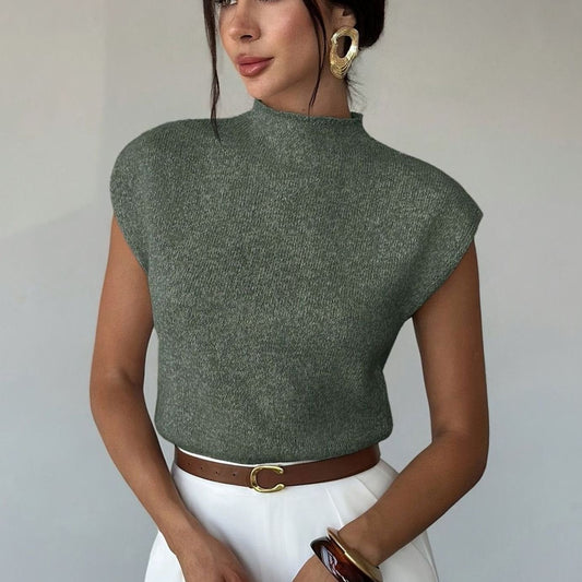 Women's Mock Neck Sleeveless Knit Sweater Vest