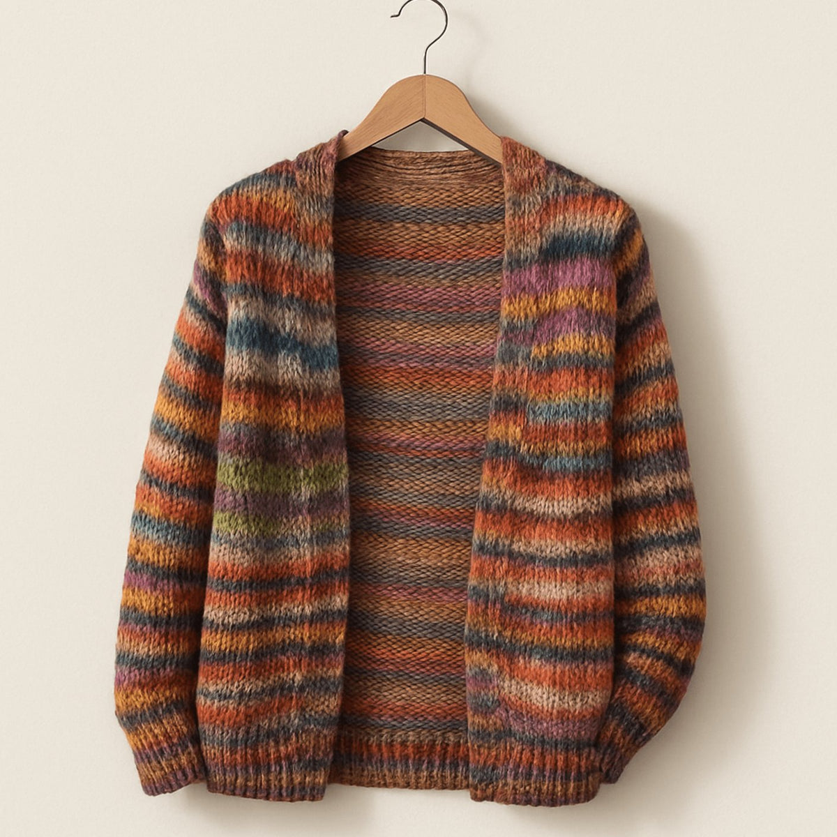 Women's Open-Front Striped Knit Cardigan