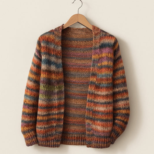 Women's Open-Front Striped Knit Cardigan
