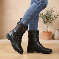 Women's Orthopedic Lace-Up Combat Boots with Wide Toe Box
