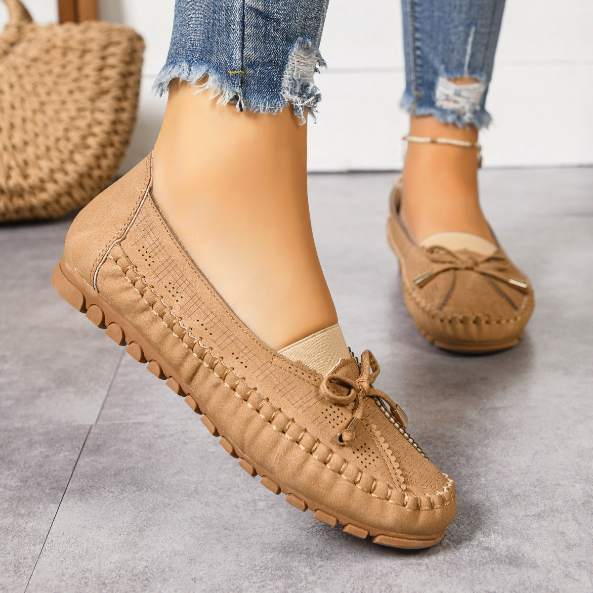 Mocassins orthopédiques pour femme, coupe large et confort rembourré, à enfiler