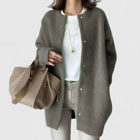 Women's Oversized Button-Front Knit Cardigan Sweater, Khaki