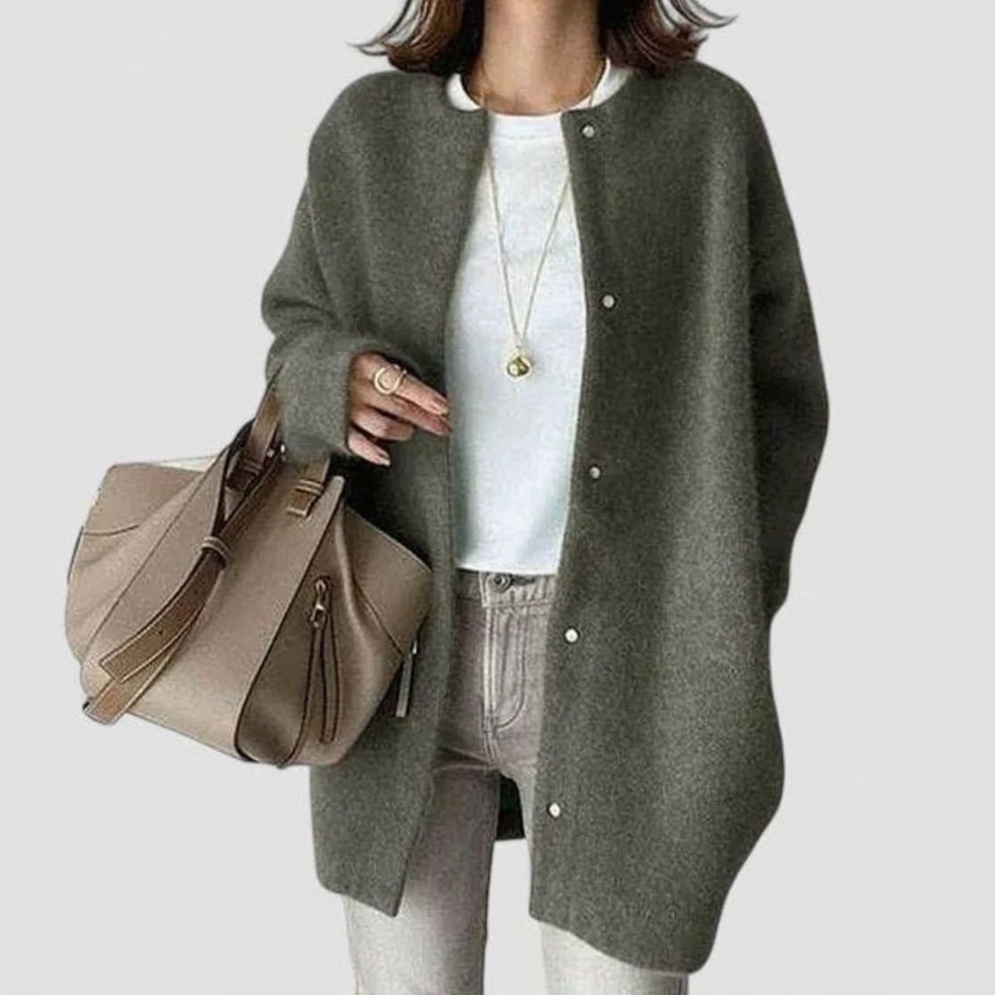 Women's Oversized Button-Front Knit Cardigan Sweater, Khaki