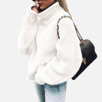Pull oversize à col roulé en maille épaisse pour femme