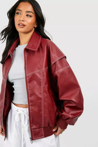 Veste oversize pour femme en simili cuir