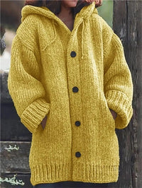 Women's Oversized Hooded Knit Button-Up Cardigan