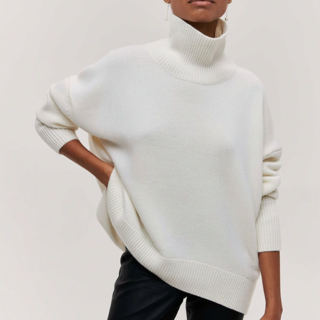 Women's Oversized Long-Sleeve Turtleneck Sweater