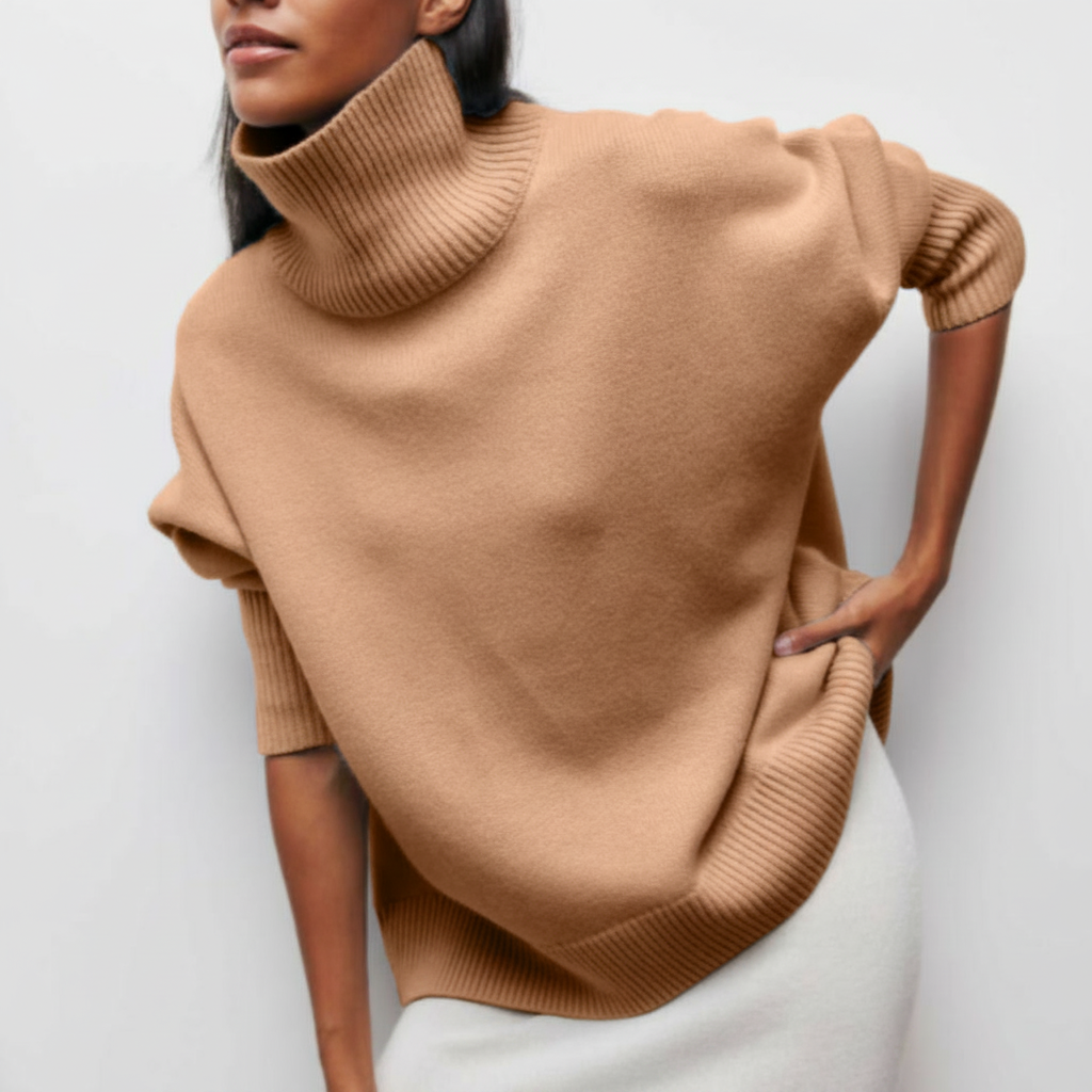 Women's Oversized Long-Sleeve Turtleneck Sweater
