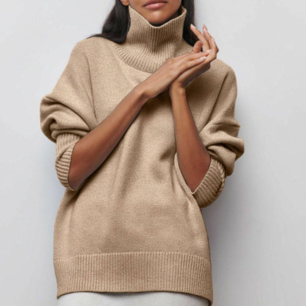 Women's Oversized Long-Sleeve Turtleneck Sweater