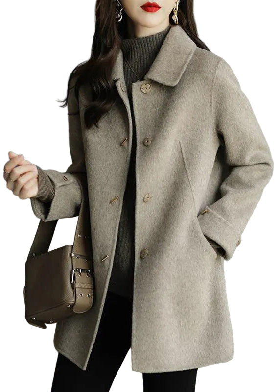 Women's Oversized Long Wool Coat with Buttons