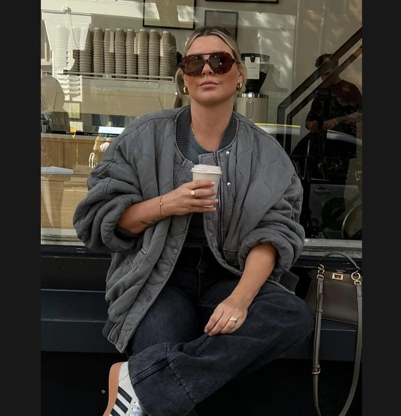 Women's Oversized Quilted Bomber Jacket