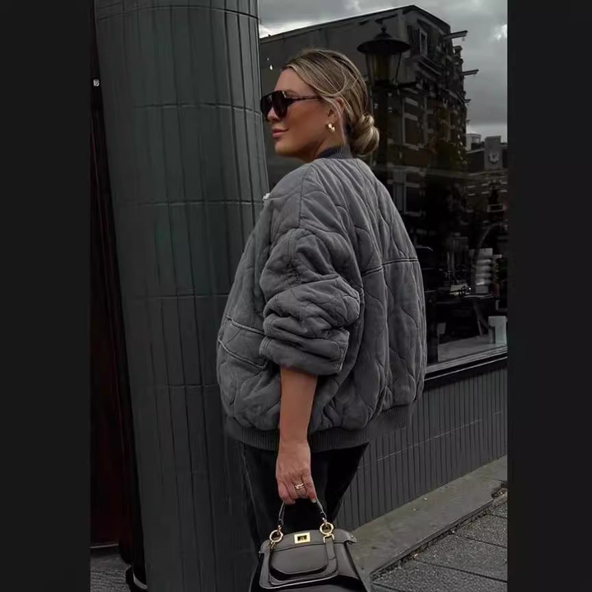Women's Oversized Quilted Bomber Jacket