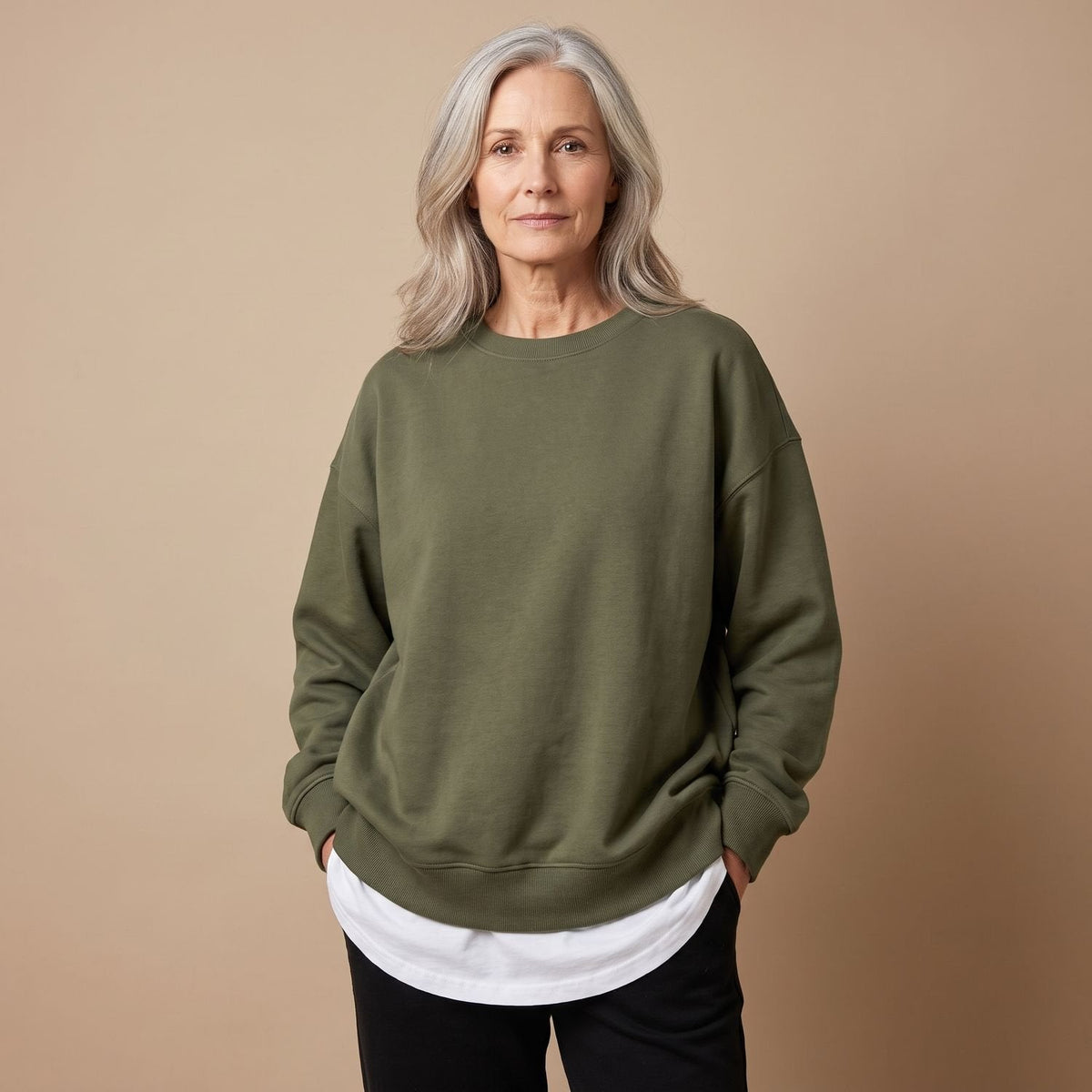 Pull tunique oversize pour femme, à épaules tombantes et col rond