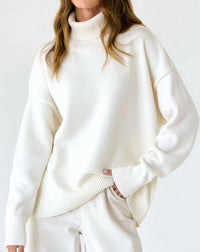 Women's Oversized Turtleneck Ribbed Knit Pullover Sweater