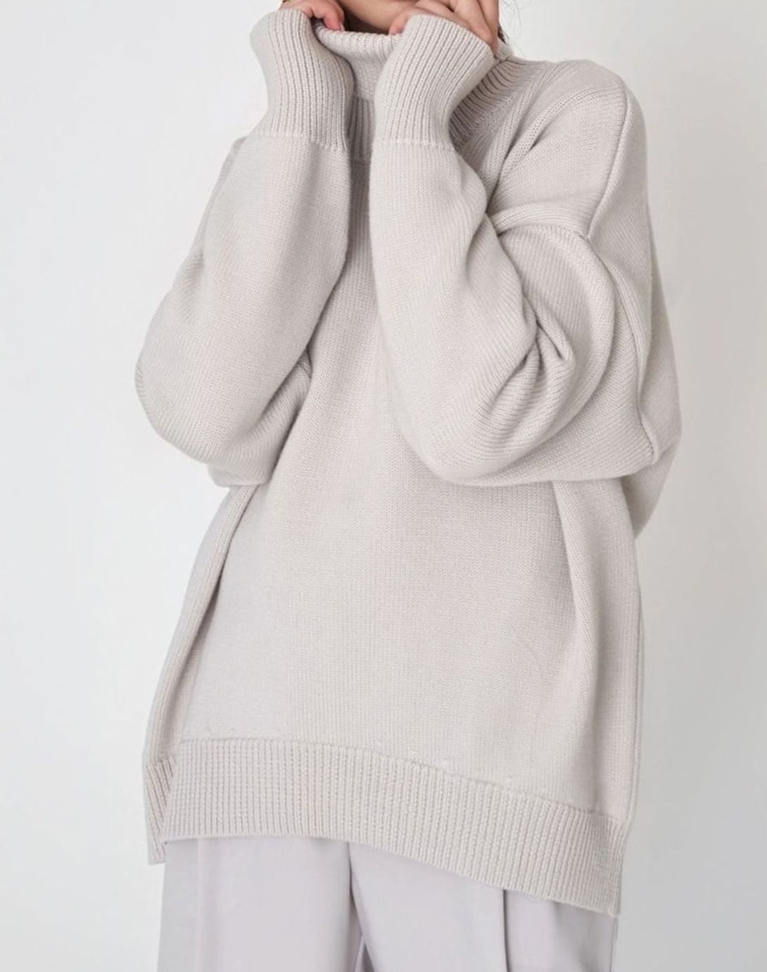 Women's Oversized Turtleneck Ribbed Knit Pullover Sweater