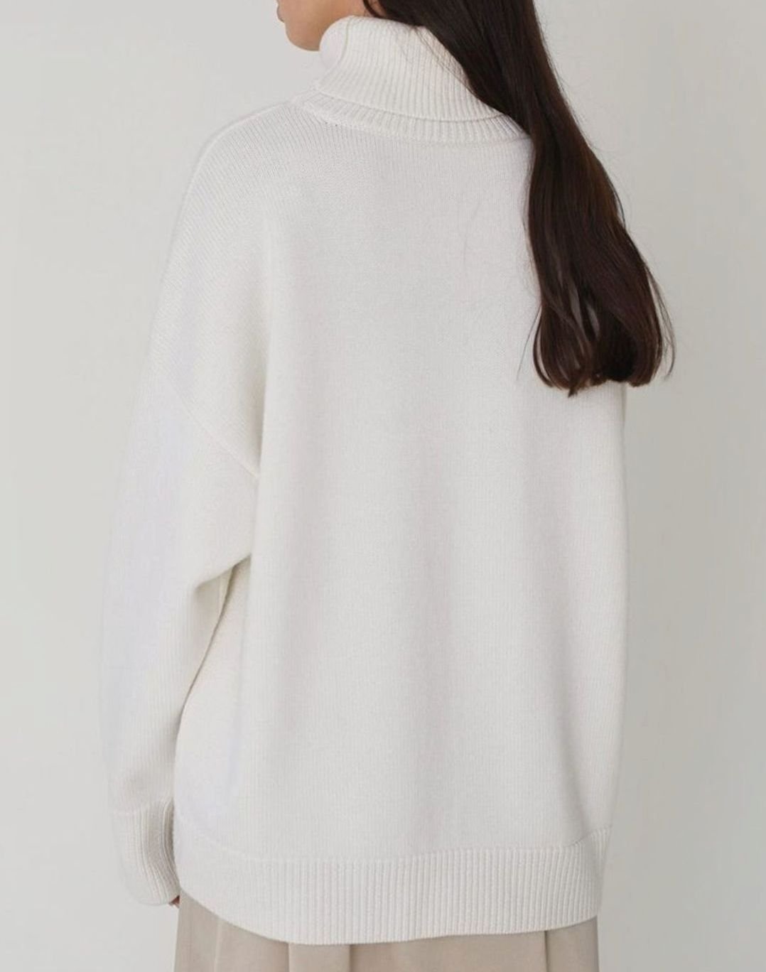 Women's Oversized Turtleneck Ribbed Knit Pullover Sweater