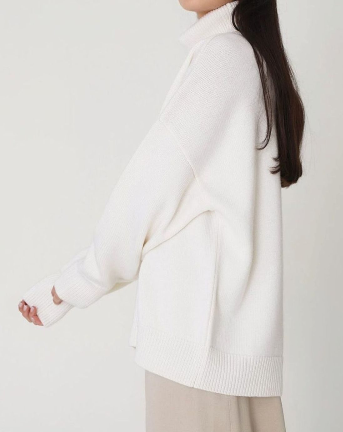 Women's Oversized Turtleneck Ribbed Knit Pullover Sweater