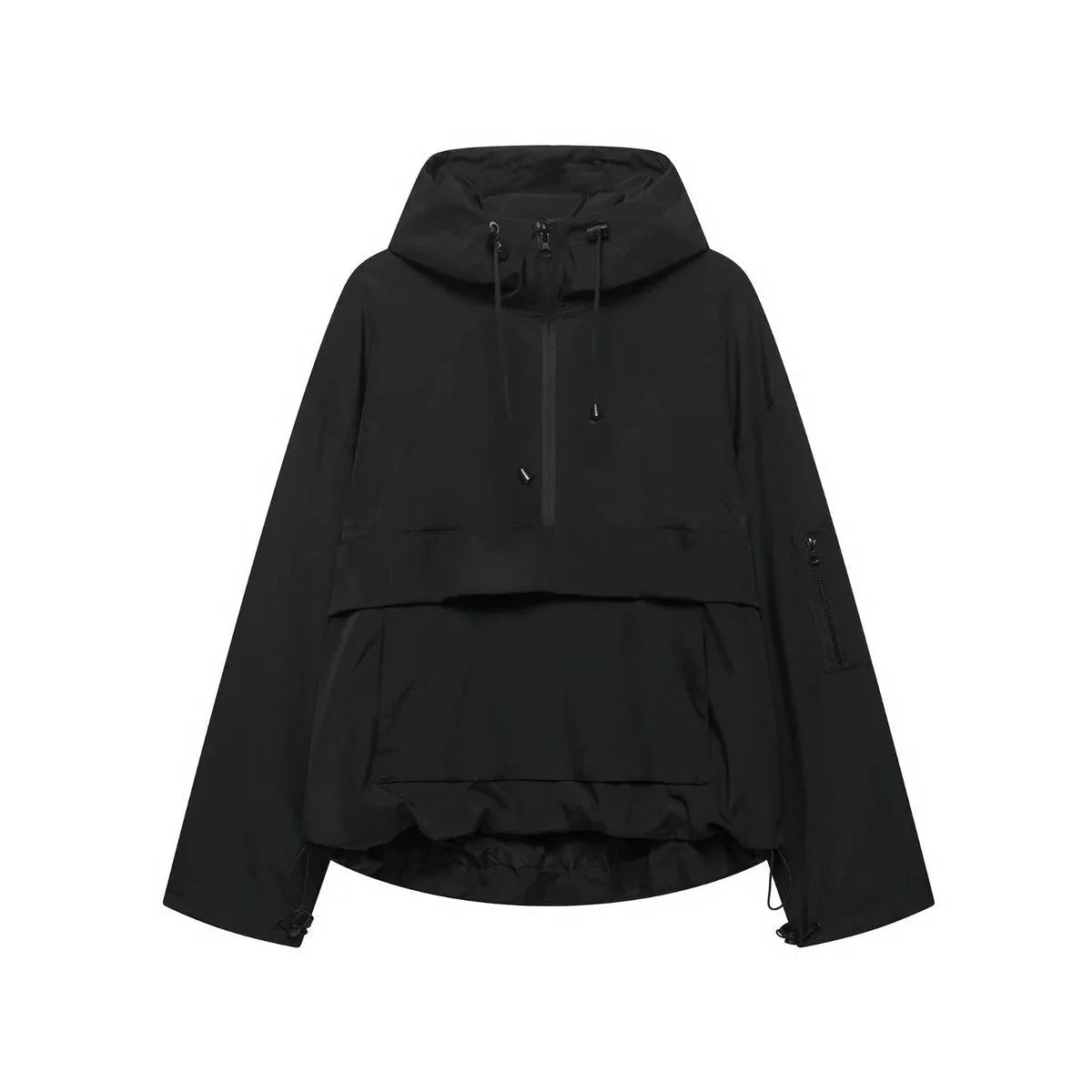 Women's Padded Half-Zip Hooded Anorak Jacket