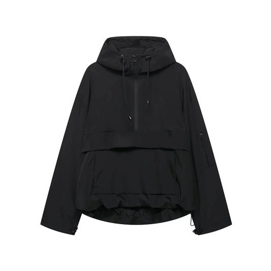 Women's Padded Half-Zip Hooded Anorak Jacket