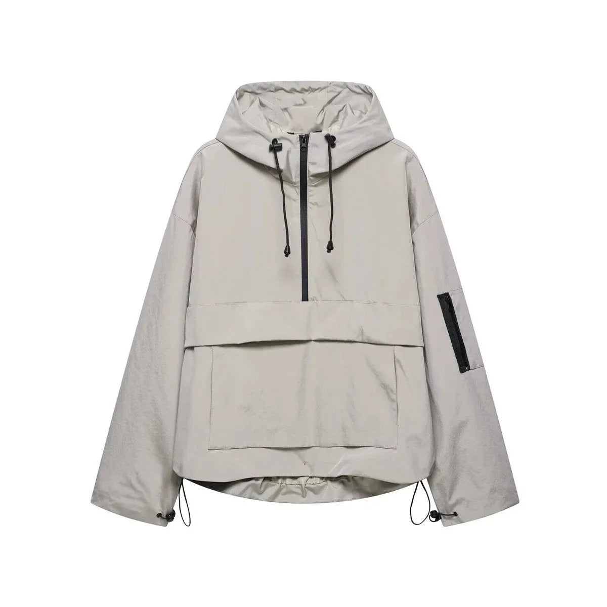 Women's Padded Half-Zip Hooded Anorak Jacket