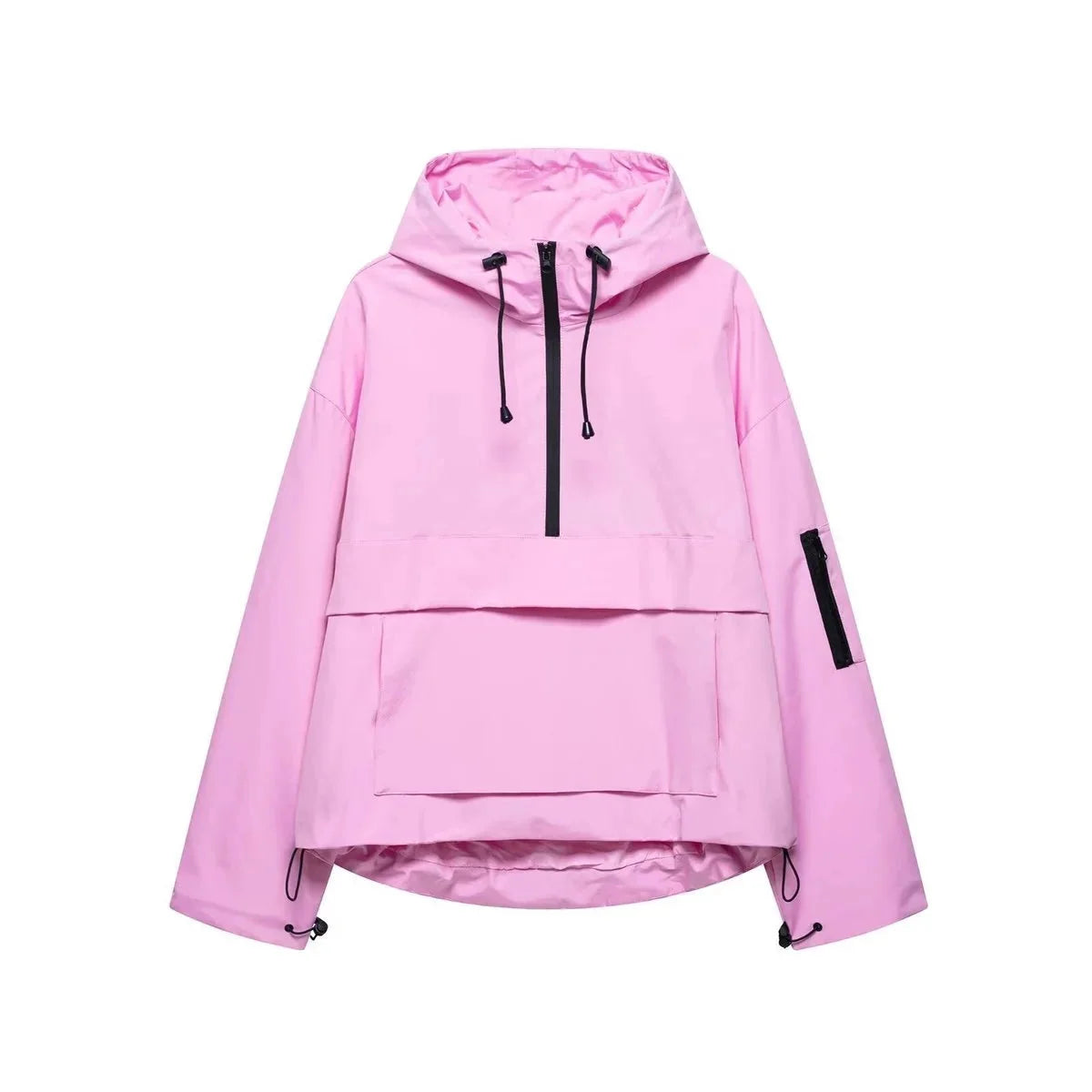 Women's Padded Half-Zip Hooded Anorak Jacket
