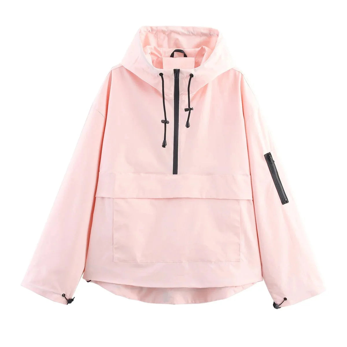 Women's Padded Half-Zip Hooded Anorak Jacket