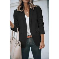 Women's Plain Blazer with Puff Sleeves