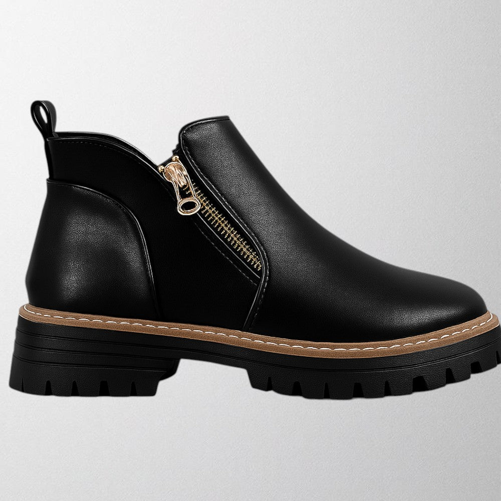 Women's Platform Ankle Boots with Zipper Detail