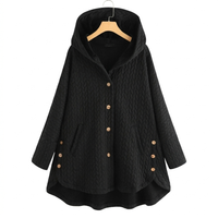 Women's Quilted Hooded Jacket with Button Closure