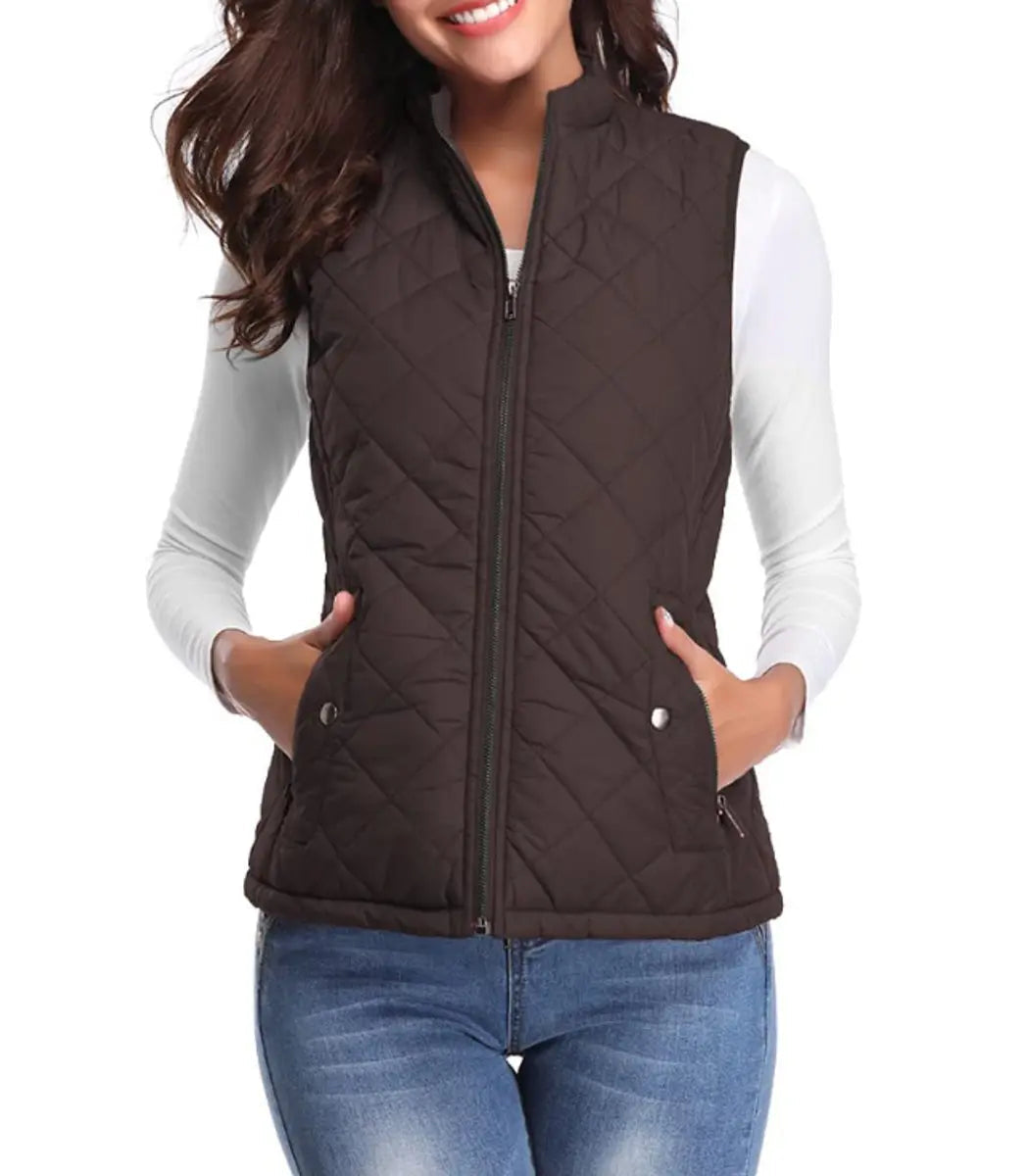 Women's Quilted Zip-Up Lightweight Puffer Vest