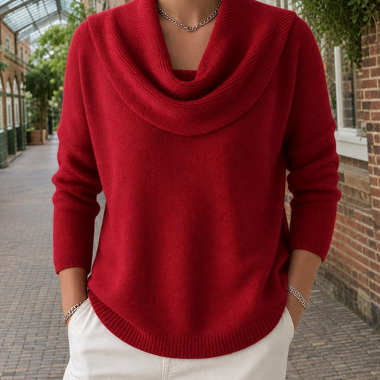 Women's Relaxed Cowl Neck Dropped-Shoulder Jumper