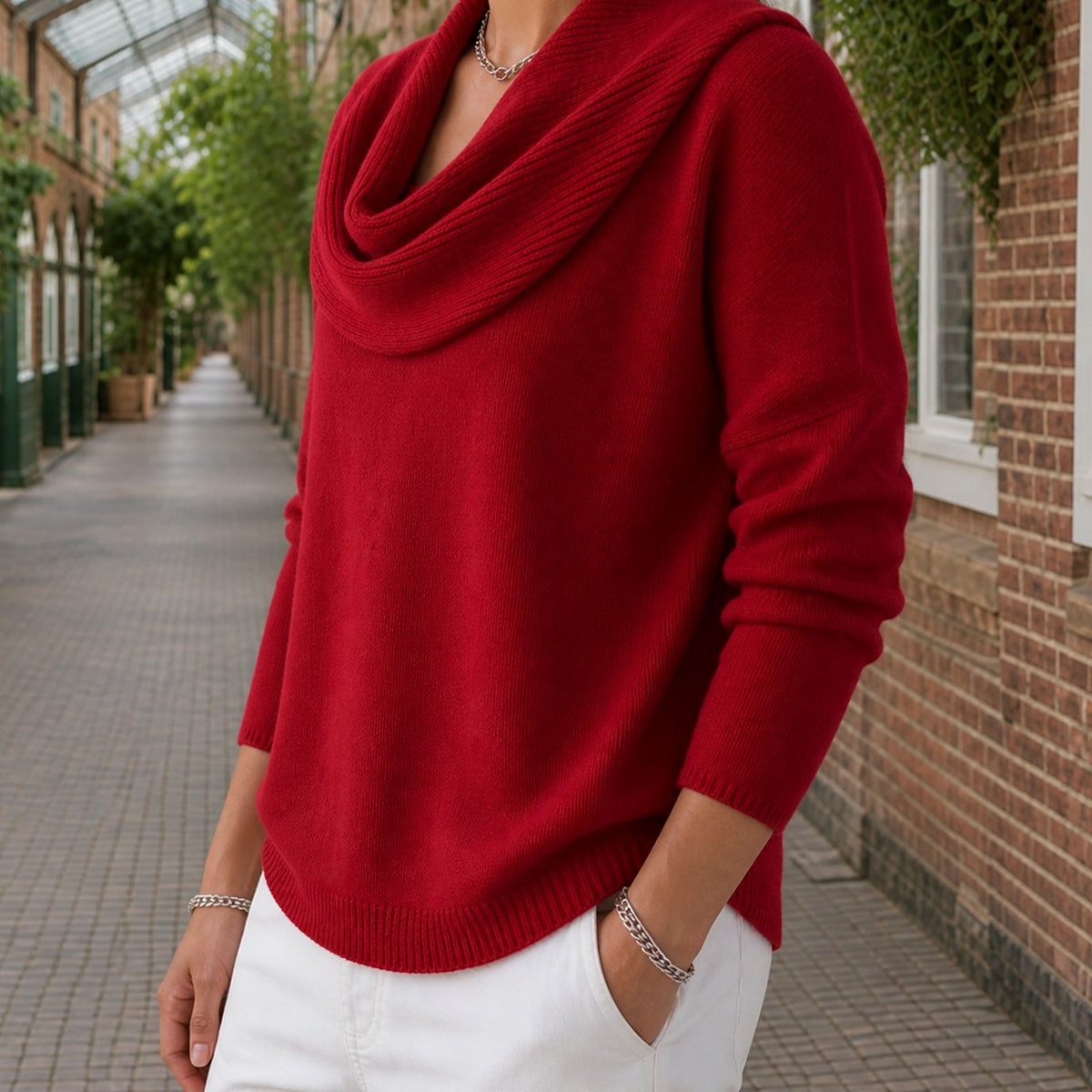 Pull à col bénitier et épaules tombantes, coupe décontractée, pour femme