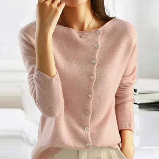 Women's Relaxed Fit Button-Front Cardigan Knit Sweater